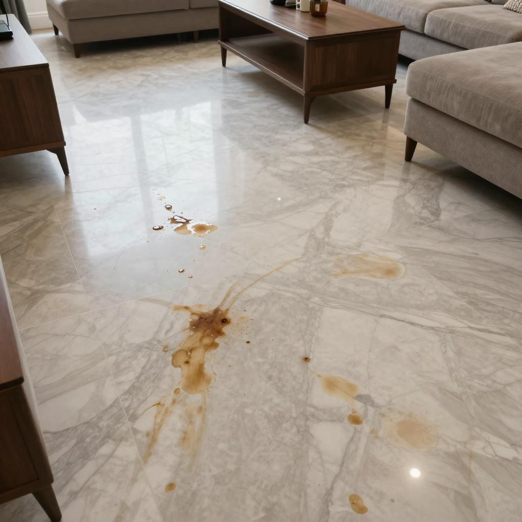 大理石上的茶渍、果汁、墨水等色素污染怎么清洗？